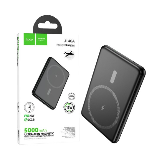 Power Bank Magnético Hoco J140A Tony PD20W 5000mAh Preto Power Bank Magnético Hoco J140A Tony PD20W 5000mAh Preto